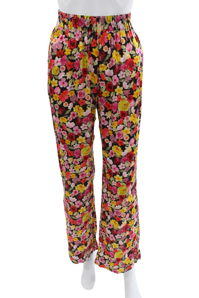 Ganni Women Cropped Floral Silk Multicolor Pants Size 32