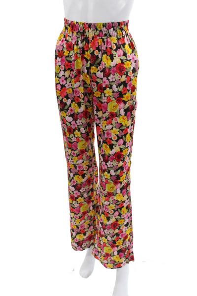 Ganni Women Cropped Floral Silk Multicolor Pants Size 32