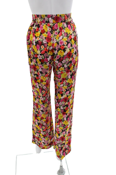 Ganni Women Cropped Floral Silk Multicolor Pants Size 32
