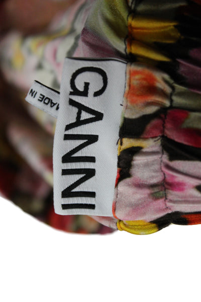 Ganni Women Cropped Floral Silk Multicolor Pants Size 32