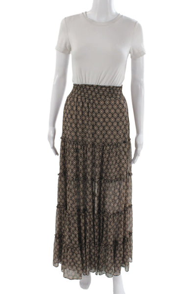 Misa Womens Maxi Skirt Black Geometric Long Bohemian Size XS