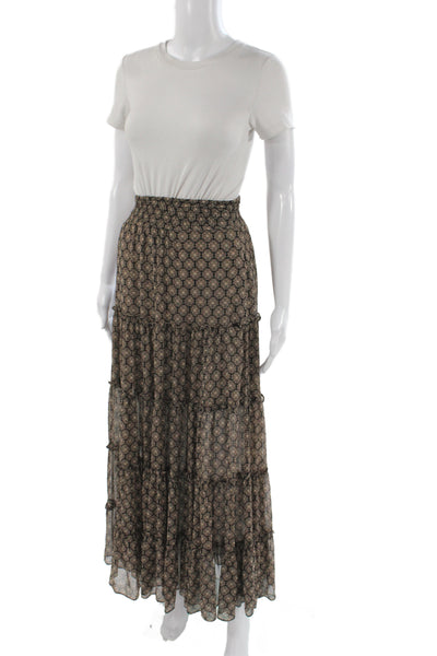 Misa Womens Maxi Skirt Black Geometric Long Bohemian Size XS