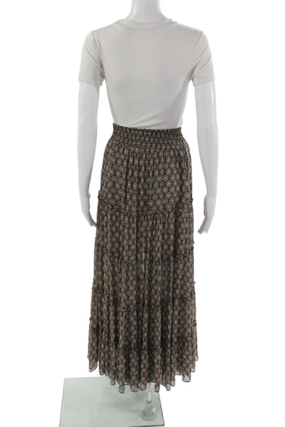 Misa Womens Maxi Skirt Black Geometric Long Bohemian Size XS