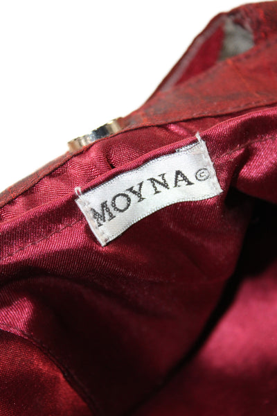 Moyna Womens Mirror Motif Beaded Satchel Shoulder Handbag Red Yellow