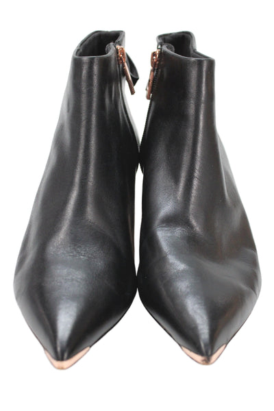 Ted Baker London Womens Leather Pointed Toe Ankle Boots Black Size 39.5 9.5
