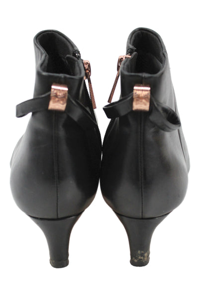 Ted Baker London Womens Leather Pointed Toe Ankle Boots Black Size 39.5 9.5