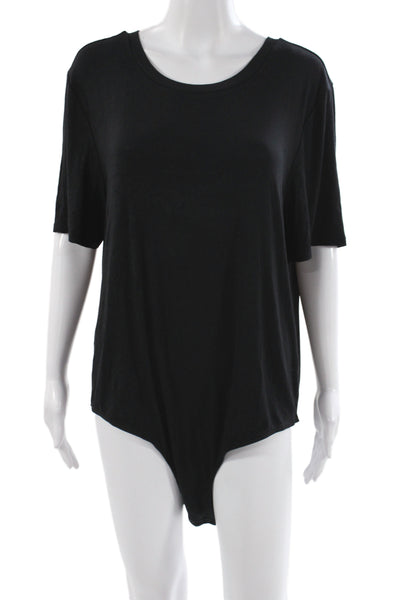 Universal Standard Women Black Bodysuit Round Neck Short Sleeve Size L
