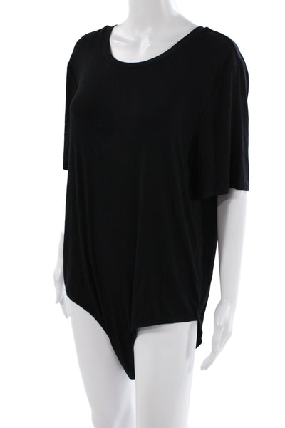 Universal Standard Women Black Bodysuit Round Neck Short Sleeve Size L