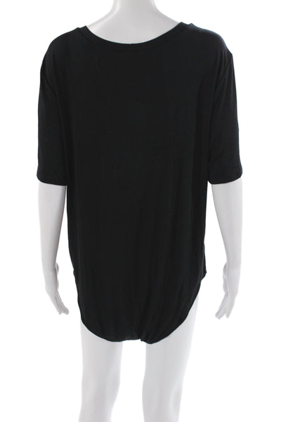 Universal Standard Women Black Bodysuit Round Neck Short Sleeve Size L