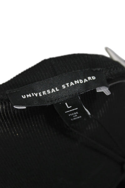 Universal Standard Women Black Bodysuit Round Neck Short Sleeve Size L