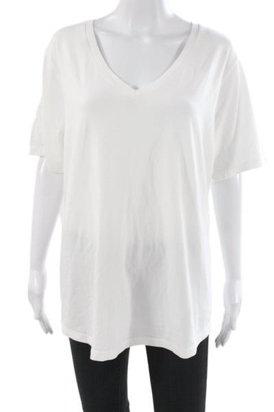 Universal Standard Womens Basic V Neck White T Shirt Short Sleeve Size L