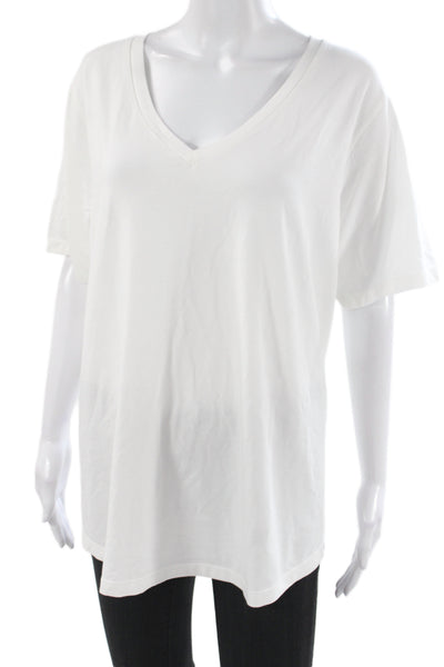 Universal Standard Womens Basic V Neck White T Shirt Short Sleeve Size L