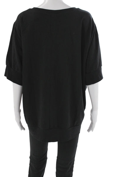 Universal Standard Womens Basic Black Crew Neck Short Sleeve T Shirt Size L