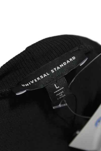Universal Standard Womens Basic Black Crew Neck Short Sleeve T Shirt Size L