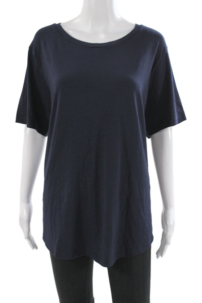 Universal Standard Women Basic Blue Scoop Neck Short Sleeve T-Shirt Size L
