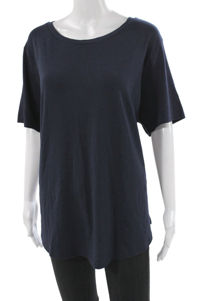 Universal Standard Women Basic Blue Scoop Neck Short Sleeve T-Shirt Size L