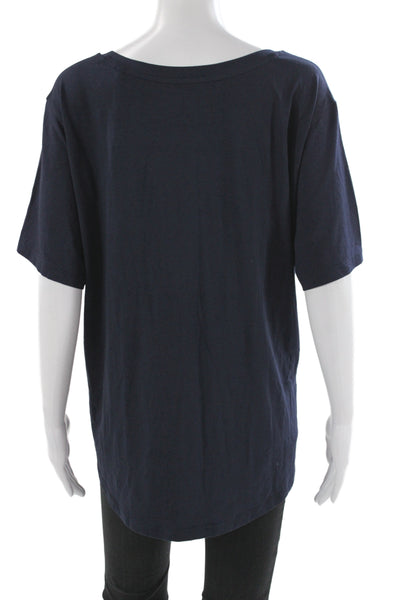 Universal Standard Women Basic Blue Scoop Neck Short Sleeve T-Shirt Size L