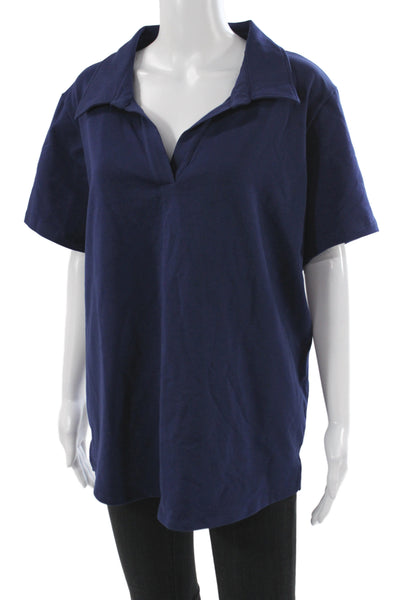 Universal Standard Womens Basic Blue Cotton Collared Short Sleeve Polo Size M