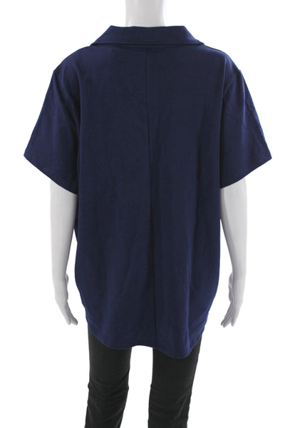 Universal Standard Womens Basic Blue Cotton Collared Short Sleeve Polo Size M