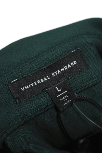 Universal Standard Womens Jersey Button-Up Collared Long Sleeve Green Size L