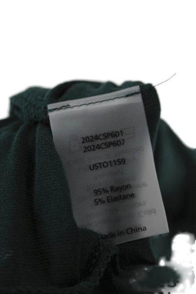 Universal Standard Womens Jersey Button-Up Collared Long Sleeve Green Size L