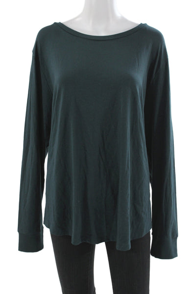 Universal Standard Womens Green Scoop Neck Long Sleeve Basic Tee Pima Cotton Siz