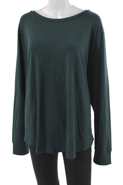 Universal Standard Womens Green Scoop Neck Long Sleeve Basic Tee Pima Cotton Siz