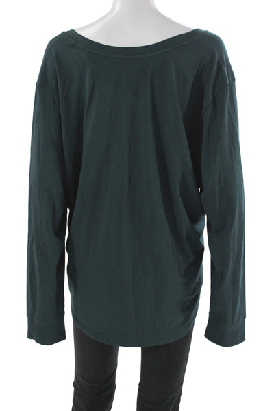 Universal Standard Womens Green V-Neck Long Sleeve Pima Cotton T-Shirt Size L