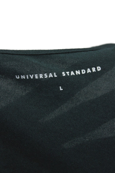 Universal Standard Womens Green V-Neck Long Sleeve Pima Cotton T-Shirt Size L
