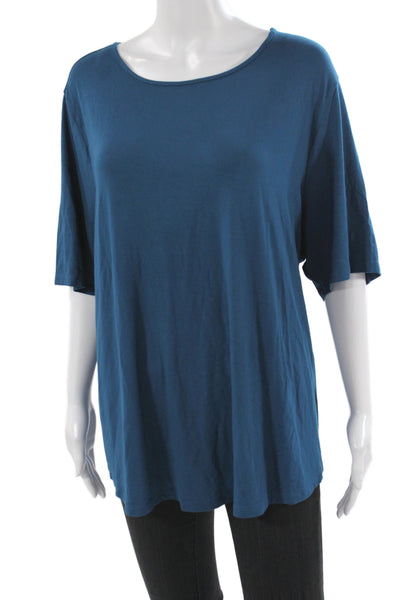 Universal Standard Womens Basic Scoop Neck Blue Short Sleeve T-Shirt Size L