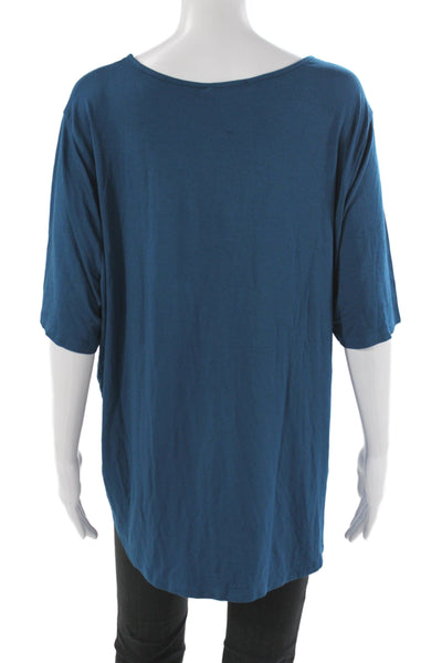 Universal Standard Womens Basic Scoop Neck Blue Short Sleeve T-Shirt Size L