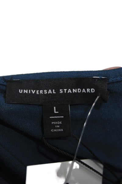 Universal Standard Womens Basic Scoop Neck Blue Short Sleeve T-Shirt Size L