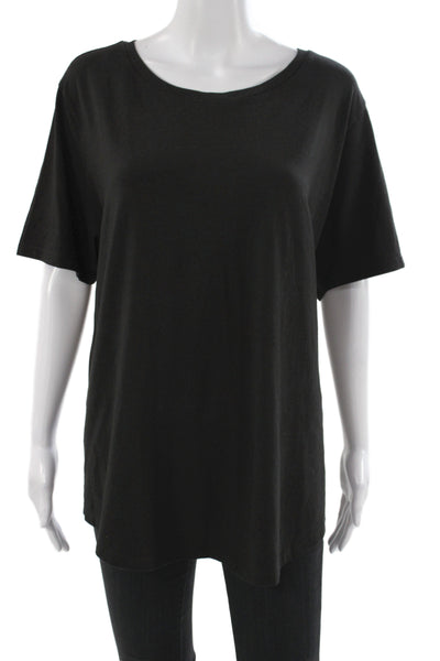 Universal Standard Women Basic Black Scoop Neck Short Sleeve T-Shirt Size L