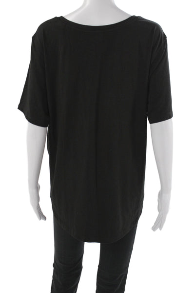 Universal Standard Women Basic Black Scoop Neck Short Sleeve T-Shirt Size L