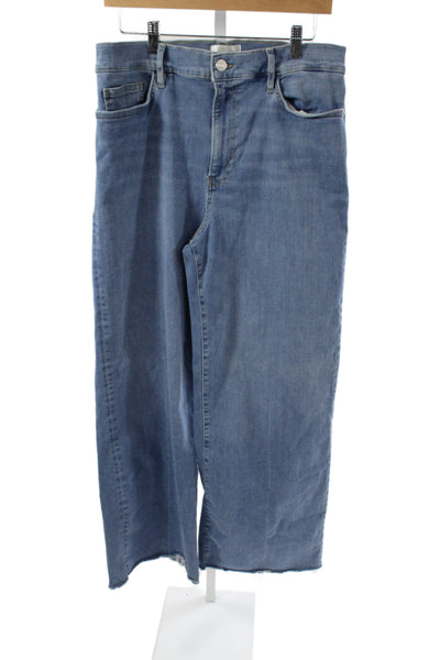 Frame Women High Waist Wide Leg Jeans Blue Button Size 33