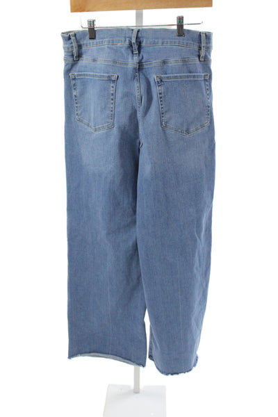 Frame Women High Waist Wide Leg Jeans Blue Button Size 33