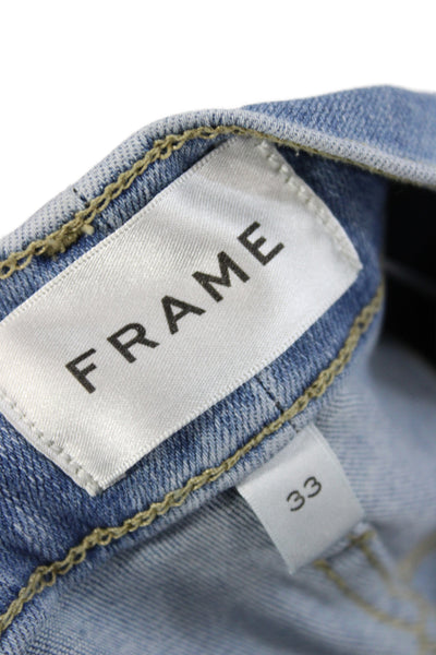 Frame Women High Waist Wide Leg Jeans Blue Button Size 33