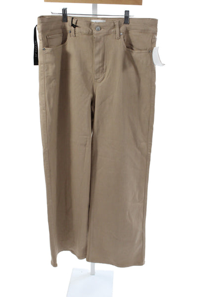 Paige Women Beige Chino Pants Button Closure Rayon Size 33