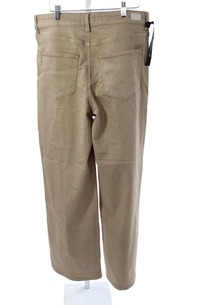 Paige Women Beige Chino Pants Button Closure Rayon Size 33