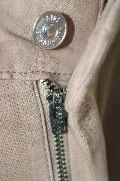 Paige Women Beige Chino Pants Button Closure Rayon Size 33