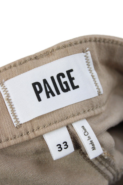 Paige Women Beige Chino Pants Button Closure Rayon Size 33