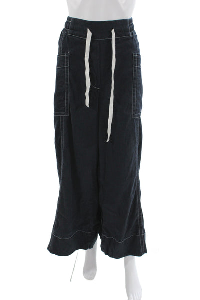Maeve Anthropologie Womens Cargo Pants Black Linen Drawstring Size XL
