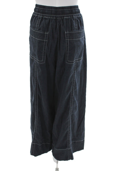 Maeve Anthropologie Womens Cargo Pants Black Linen Drawstring Size XL
