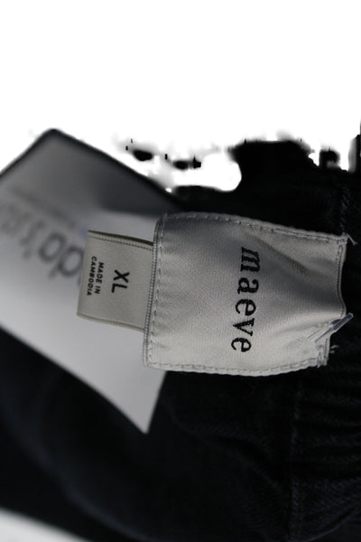 Maeve Anthropologie Womens Cargo Pants Black Linen Drawstring Size XL