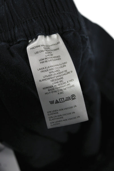 Maeve Anthropologie Womens Cargo Pants Black Linen Drawstring Size XL