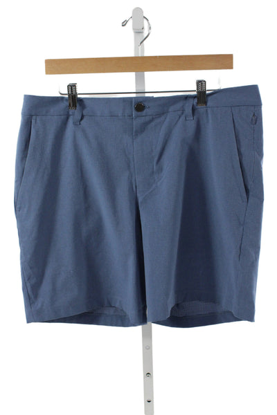 Lululemon Mens Athletic Check Blue Shorts Synthetic Zip Size M