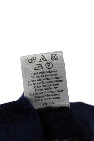 N.Peal Mens V-Neck Pullover Sweater Blue 70% Cashmere Size 2XL