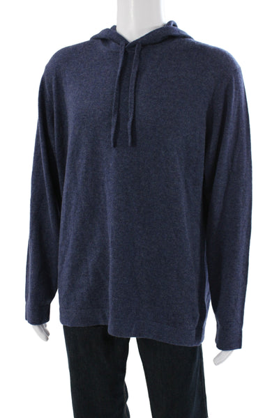 Naadam Mens Pullover Cashmere Hooded Sweater Blue Size XL