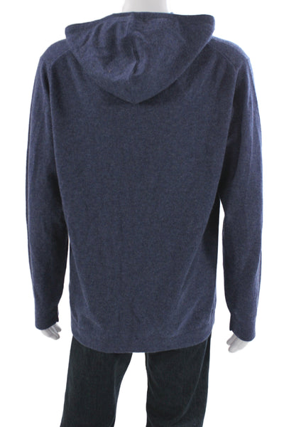 Naadam Mens Pullover Cashmere Hooded Sweater Blue Size XL