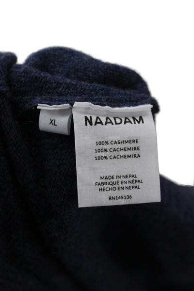 Naadam Mens Pullover Cashmere Hooded Sweater Blue Size XL
